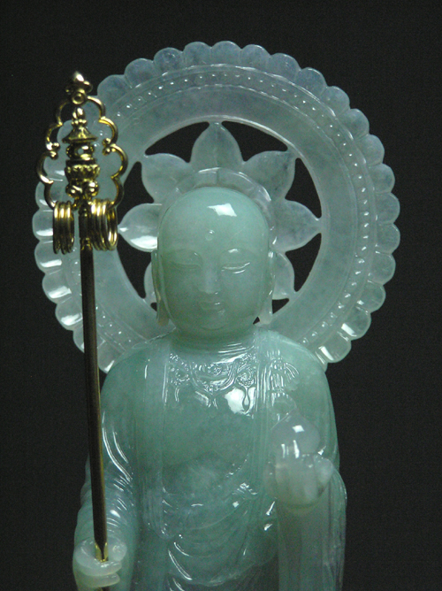 翡翠彫刻　地蔵菩薩立像