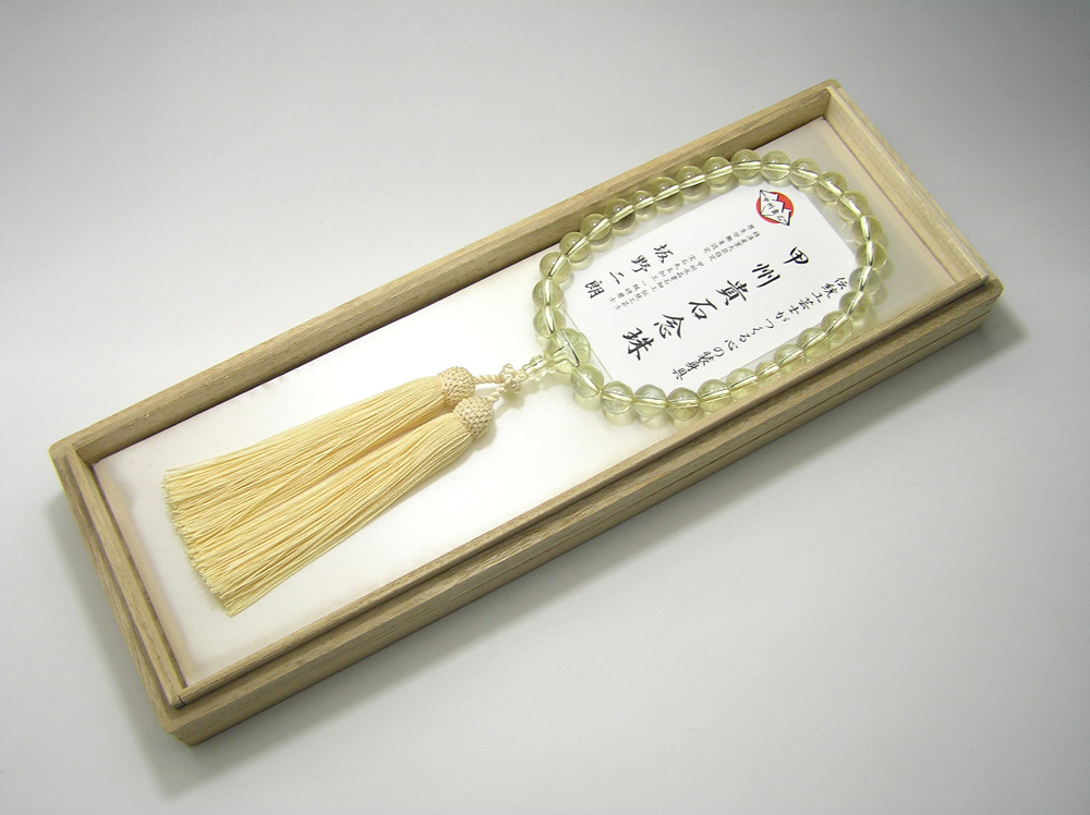片手念珠 レモンクォーツ・天然琥珀